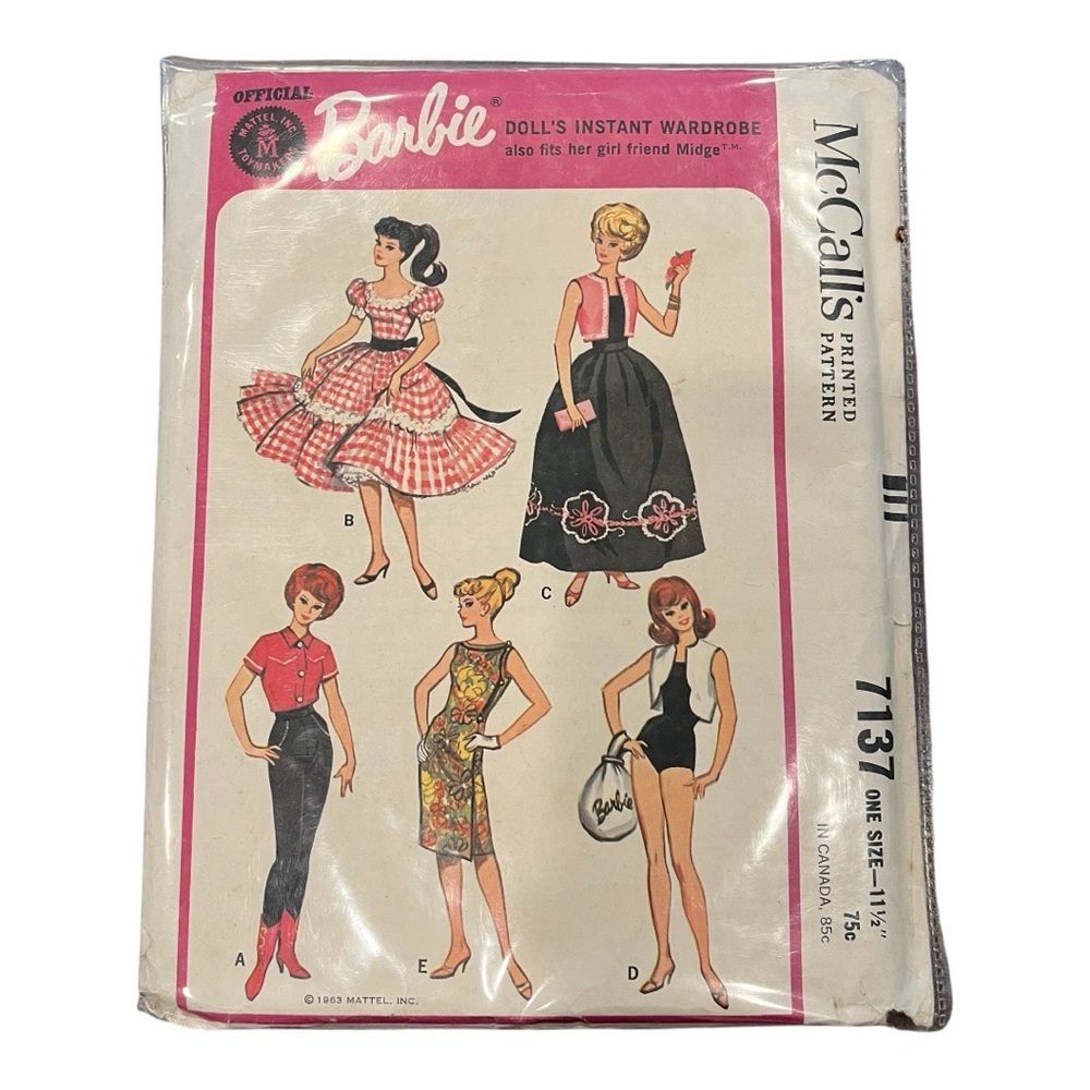 Vintage 1960’s Barbie Doll Clothes sewing pattern